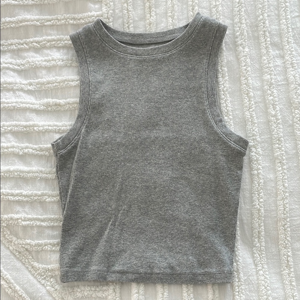 Hollister Gray Ribbed Crop Tank Top
